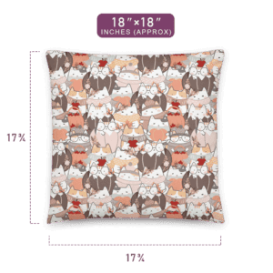 Funny Kawaii Style Cat Pattern Printed Pillow 18" x 18" Size