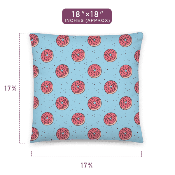 Delicious Pink Doughnut Pattern Printed Pillow 18" x 18" Size