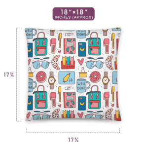 Back To School Exclusive Pattern Printed Pillow 18" x 18" Size
