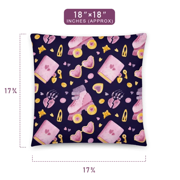 Sweetheart Loves Skating Funny Pattern Printed Pillow 18" x 18" Size
