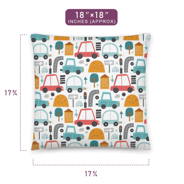 Playful Traffic Pattern Printed Pillow 18" x 18" Size