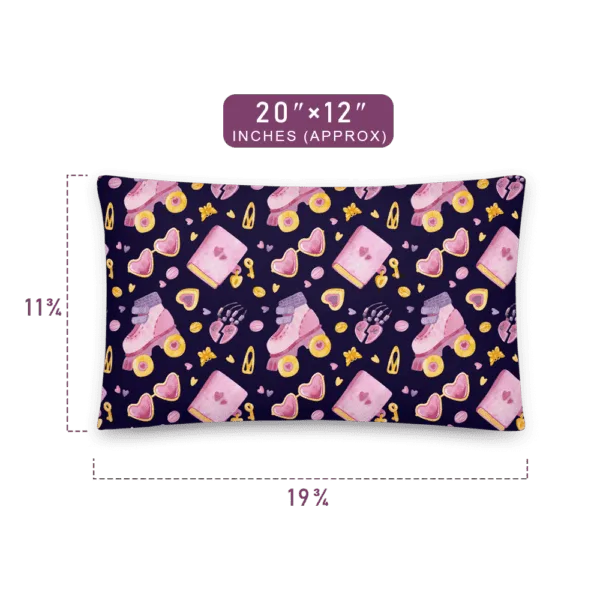 Sweetheart Loves Skating Funny Pattern Printed Pillow 22" x 12" Size
