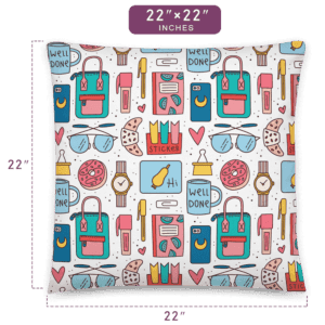 Back To School Exclusive Pattern Printed Pillow 22" x 22" Size