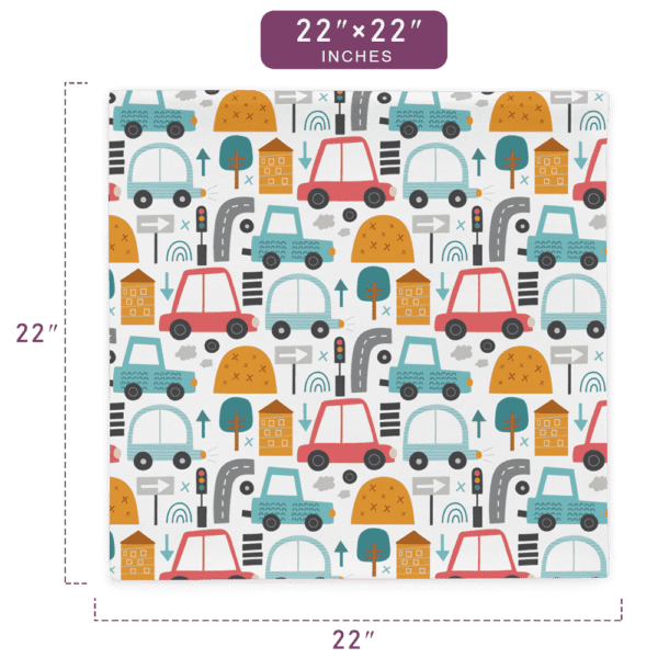 Playful Traffic Pattern Printed Pillow Case 22" x 22" Size