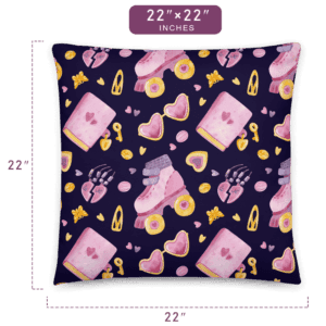 Sweetheart Loves Skating Funny Pattern Printed Pillow 22" x 22" Size