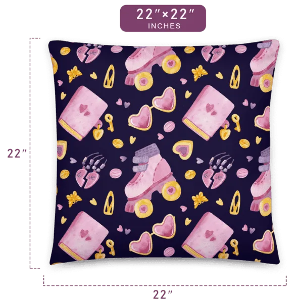 Sweetheart Loves Skating Funny Pattern Printed Pillow 22" x 22" Size