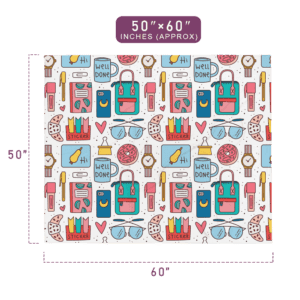 Back To School Exclusive Pattern White Throw Blanket 50" x 60" Size