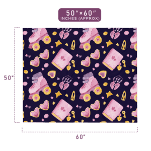 Sweetheart Loves Skating Funny Pattern Printed Throw Blanket 50"x60" Size