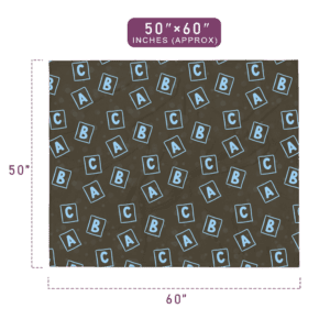 Alphabets Pattern Grey Throw Blanket 50" x 60" Size