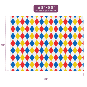 Colorful Rhombus Shape Pattern Printed Outdoor Throw Blanket 60" x 80" Size