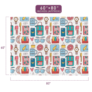 Back To School Exclusive Pattern White Throw Blanket 60" x 80" Size