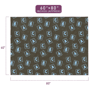 Alphabets Pattern Grey Throw Blanket 60" x 80" Size