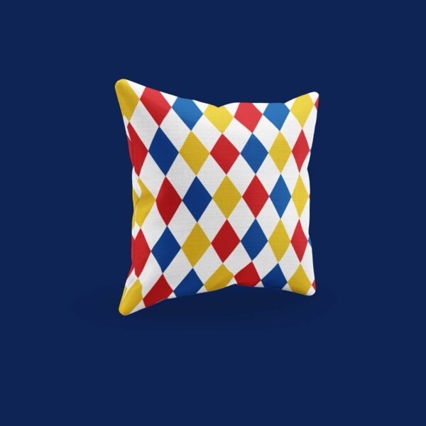 Colorful diamond shape pattern printed throw pillow