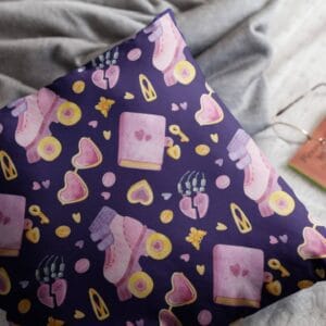 Sweetheart Loves Skating Funny Pattern Printed Pillow on the bed