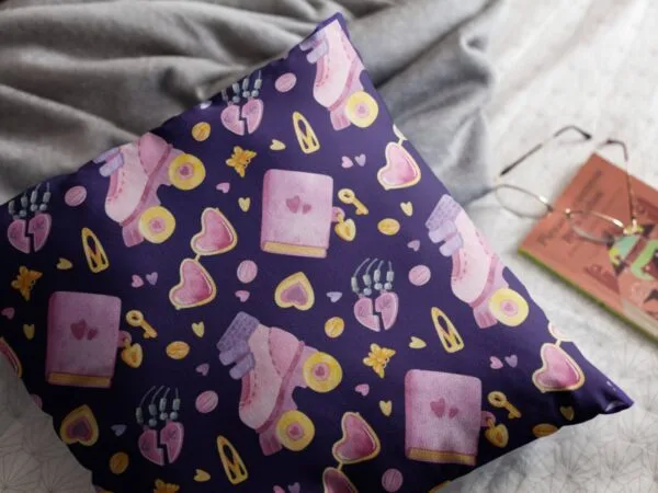 Sweetheart Loves Skating Funny Pattern Printed Pillow on the bed