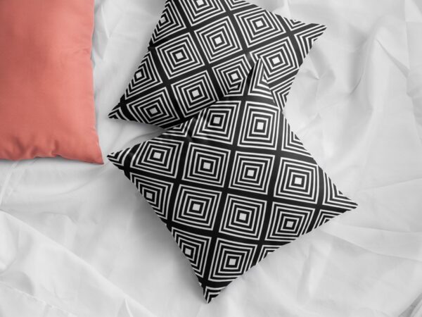 Balanced Square Shape Geometric illusion Pattern Printed Pillow Case