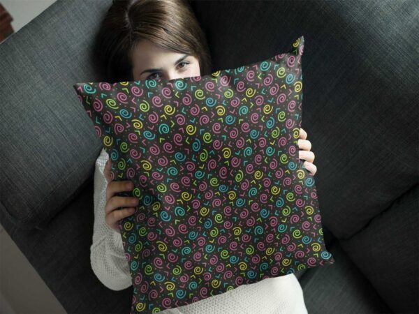 Colorful Spiral Pattern Printed Pillow